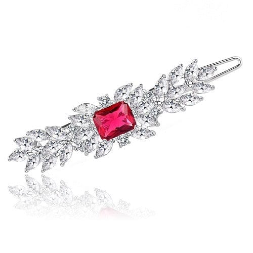 Luxury Cubic Zirconia Hair Pins Hair Clips Bridal Wedding Hair Accessories Accessories WAAMII red  