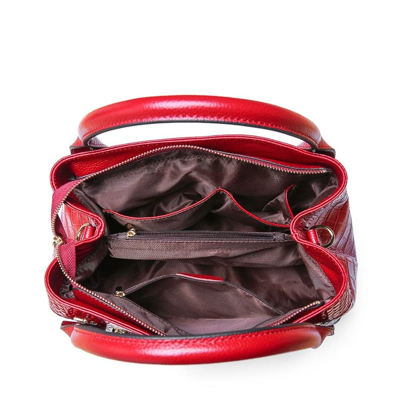 Luxury Designer Handbag Red Croco Leather Satchel bags WAAMII   