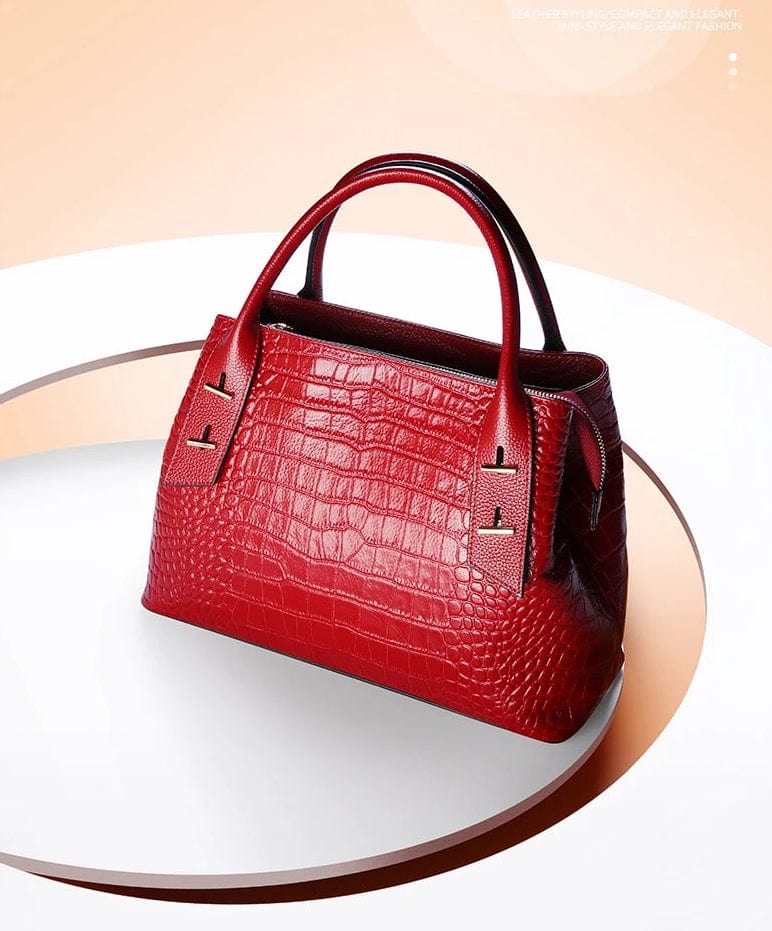 Luxury Designer Handbag Red Croco Leather Satchel bags WAAMII   