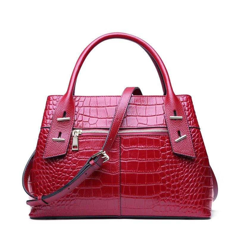 Luxury Designer Handbag Red Croco Leather Satchel bags WAAMII   