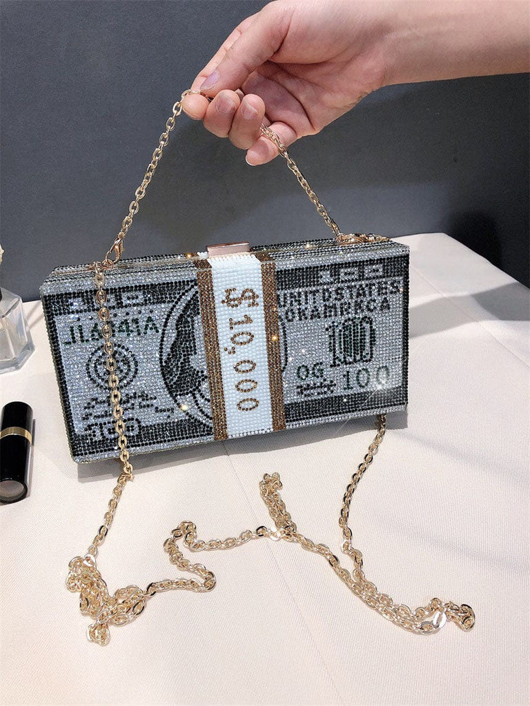 Luxury Diamond Dollar Bill Clutch Bag-WM66 bags WAAMII   