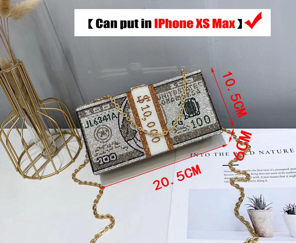Luxury Diamond Dollar Bill Clutch Bag-WM66 - - Luxury bags by WAAMII