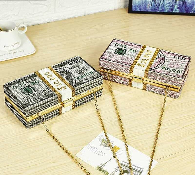 Luxury Diamond Dollar Bill Clutch Bag-WM66 bags WAAMII   