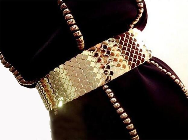 Luxury Gold/Silver Elastic Wide Black Metal Belt For Women
