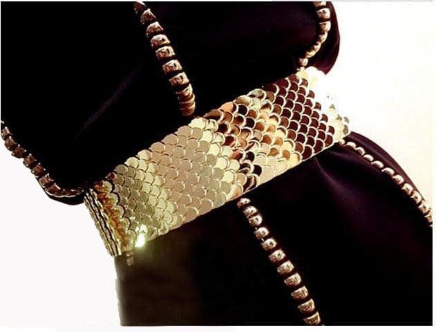 Luxury Gold/Silver/Black Elastic Wide Black Metal Belt For Women-WG13 Accessories WAAMII   