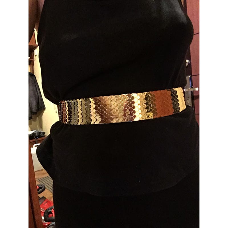 Luxury Gold/Silver/Black Elastic Wide Black Metal Belt For Women-WG13 Accessories WAAMII   