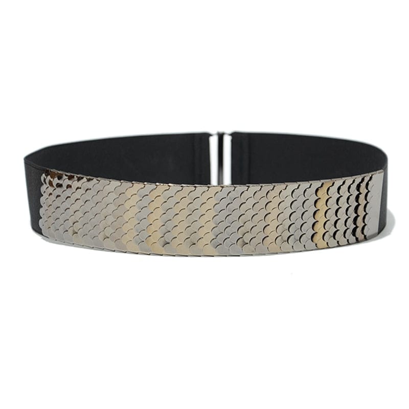 Luxury Gold/Silver/Black Elastic Wide Black Metal Belt For Women-WG13 Accessories WAAMII   