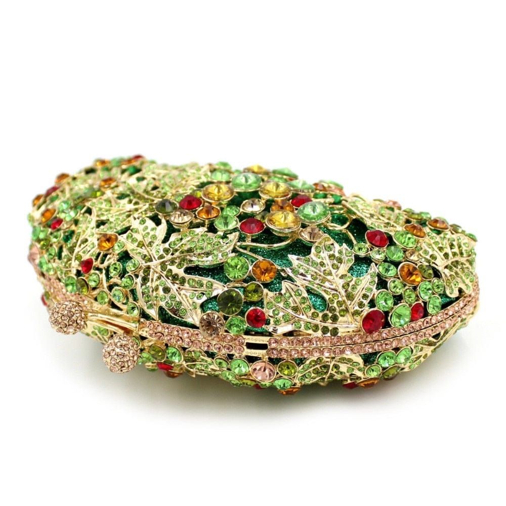 Luxury Green Tone Crystal Beaded Party Clutch For Ladies - - Luxury bags by WAAMII