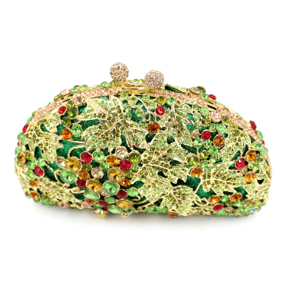 Luxury Green Tone Crystal Beaded Party Clutch For Ladies bags WAAMII   