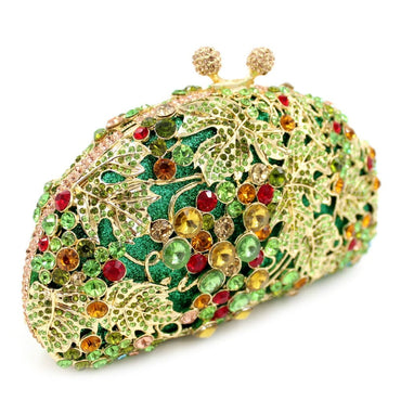 Luxury Green Tone Crystal Beaded Party Clutch For Ladies - - Luxury bags by WAAMII