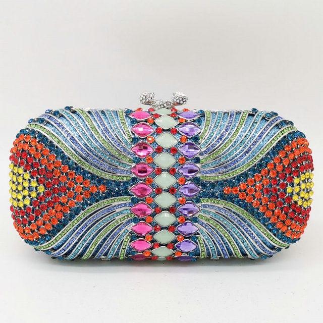 Luxury Hollow Out CZ Diamante Crytal Clutch - Blue - Luxury bags by WAAMII