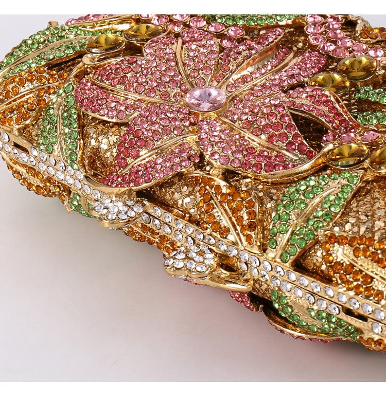 Luxury Lily Flower Diamante Clutch Evening Purse - - Luxury bags by WAAMII