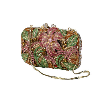 Luxury Lily Flower Diamante Clutch Evening Purse - - Luxury bags by WAAMII