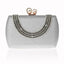 Luxury Pearl Clasp Glittery Crystal Rhinestone Clutch bags WAAMII Silver  