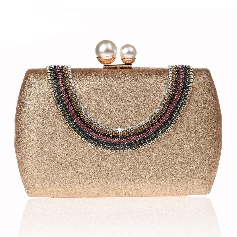 Luxury Pearl Clasp Glittery Crystal Rhinestone Clutch bags WAAMII   