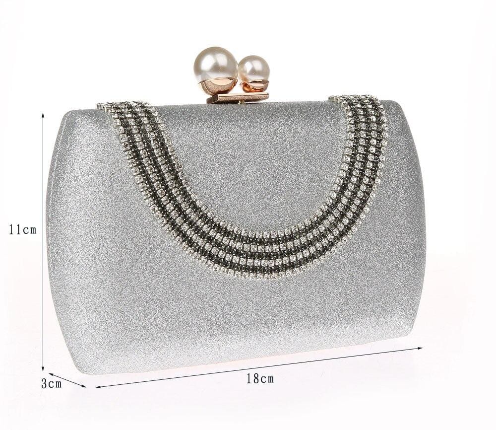 Luxury Pearl Clasp Glittery Crystal Rhinestone Clutch bags WAAMII   