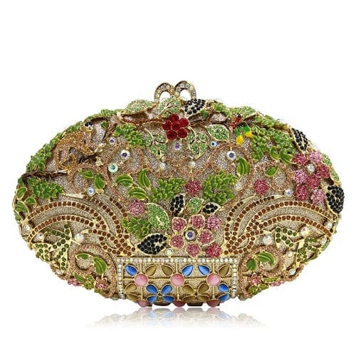 Luxury Rhinestone Crystal Oval Clutch Ladies Purse bags WAAMII gold 21CM 
