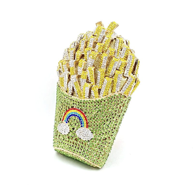 Rhinestone French Fries Rainbow Clutch Bag