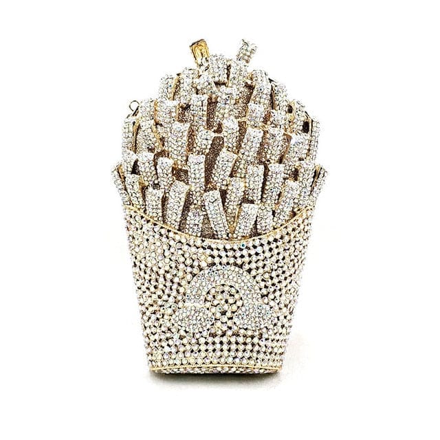Luxury Rhinestone French Fries Evening Clutch bags WAAMII Color 15 AB crystal  