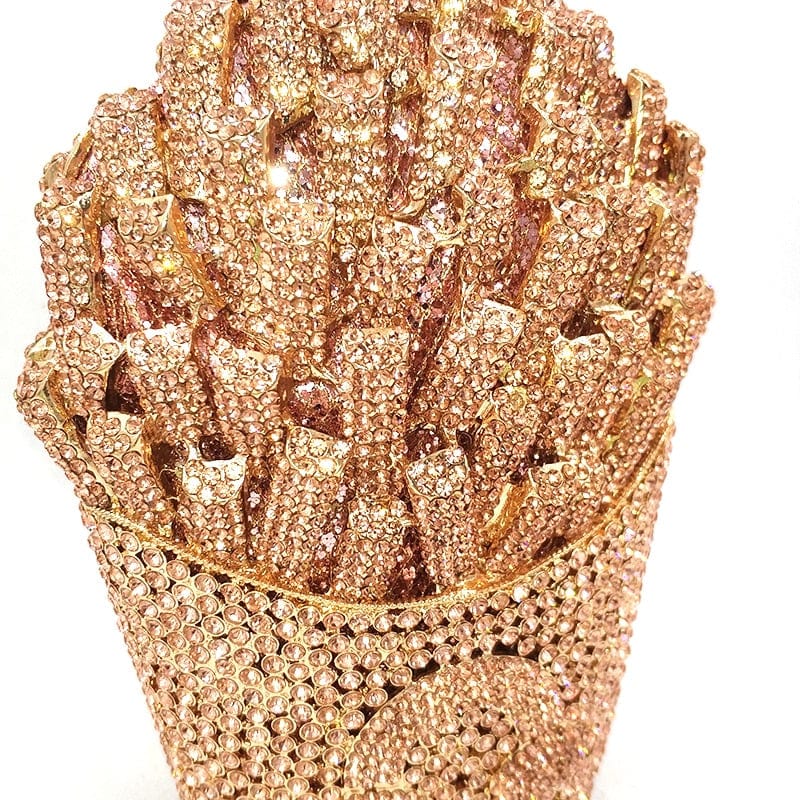 Luxury Rhinestone French Fries Evening Clutch bags WAAMII   