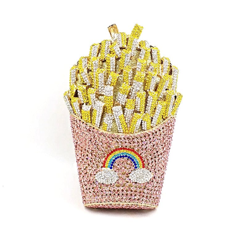 Luxury Rhinestone French Fries Evening Clutch bags WAAMII   