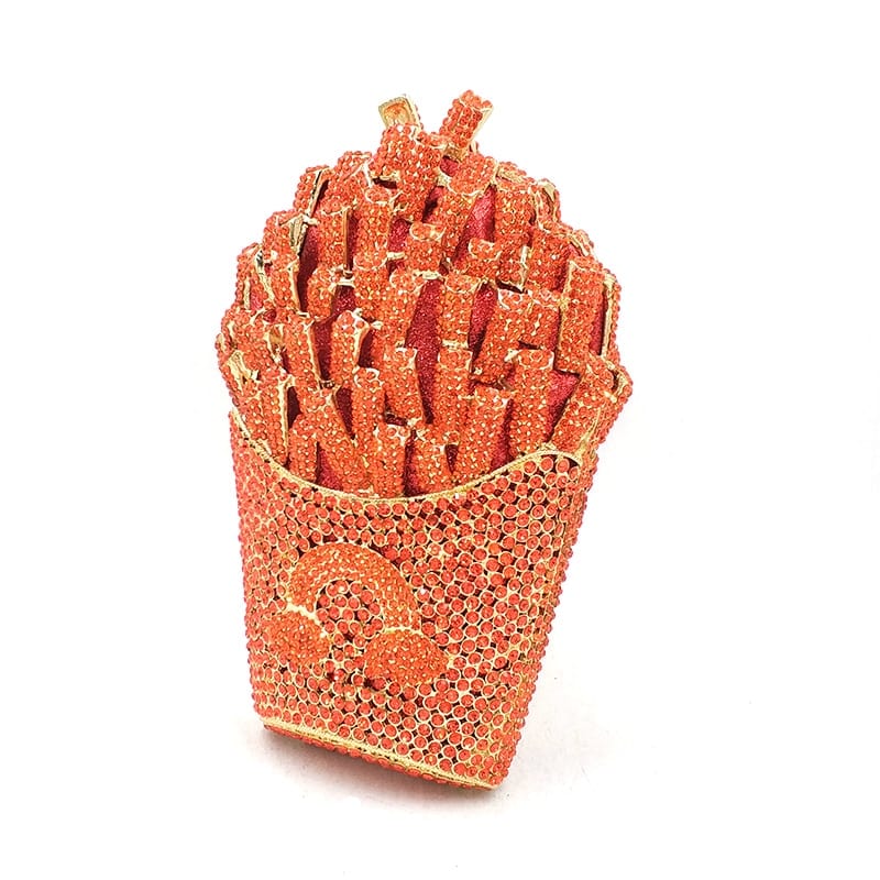 Luxury Rhinestone French Fries Evening Clutch bags WAAMII   