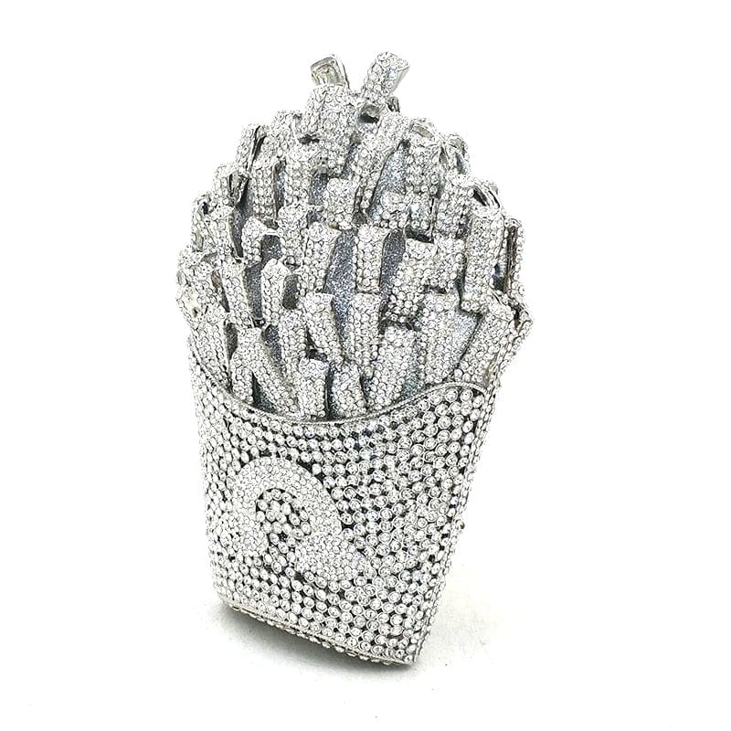 Luxury Rhinestone French Fries Evening Clutch bags WAAMII   