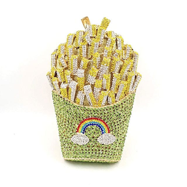 Luxury Rhinestone French Fries Evening Clutch bags WAAMII Color 9 green  