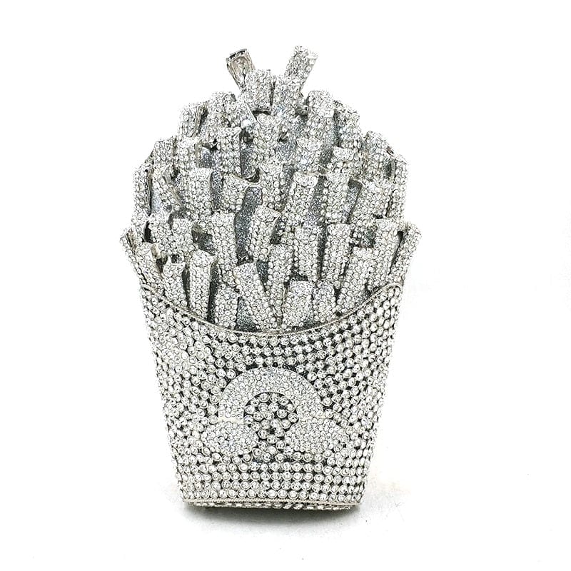 Luxury Rhinestone French Fries Evening Clutch bags WAAMII   