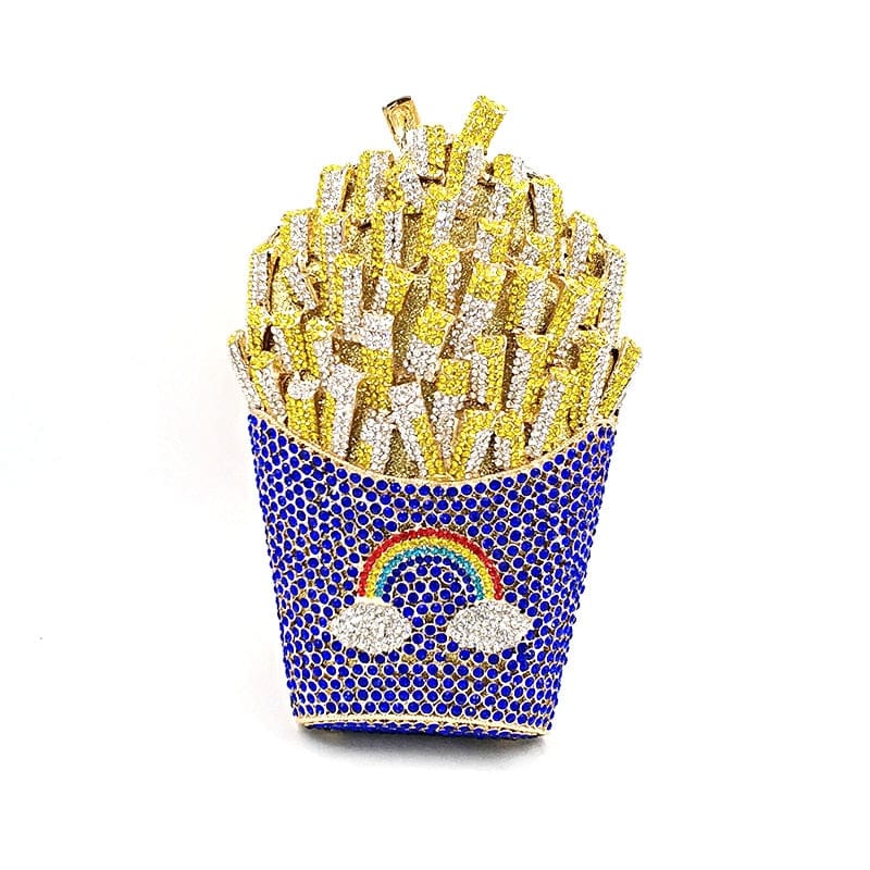 Luxury Rhinestone French Fries Evening Clutch - Color 14 blue - Luxury bags by WAAMII