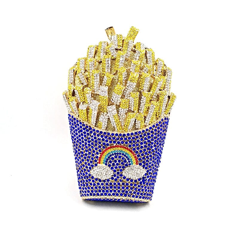 Luxury Rhinestone French Fries Evening Clutch bags WAAMII Color 14 blue  