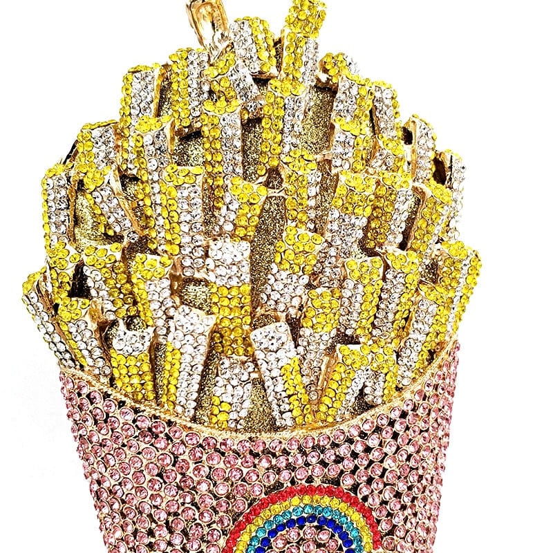 Luxury Rhinestone French Fries Evening Clutch bags WAAMII   