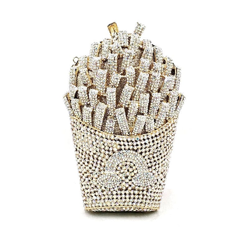 Luxury Rhinestone French Fries Evening Clutch bags WAAMII   