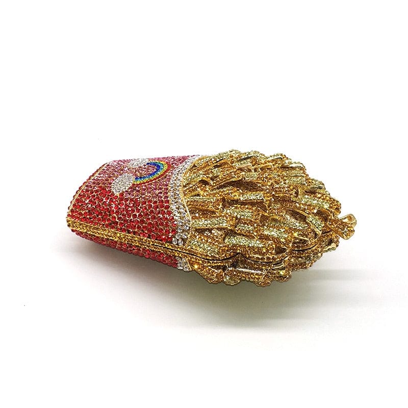 Luxury Rhinestone French Fries Evening Clutch bags WAAMII   