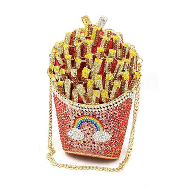 Luxury Rhinestone French Fries Evening Clutch - - Luxury bags by WAAMII