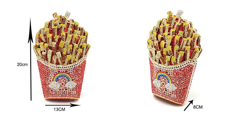 Luxury Rhinestone French Fries Evening Clutch bags WAAMII   