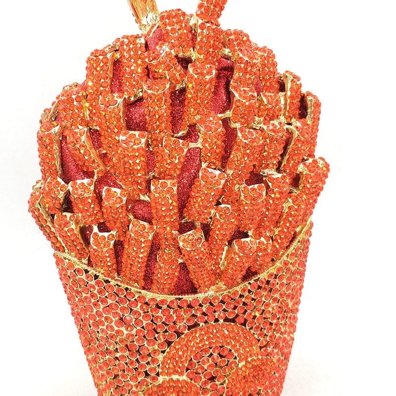 Luxury Rhinestone French Fries Evening Clutch bags WAAMII   