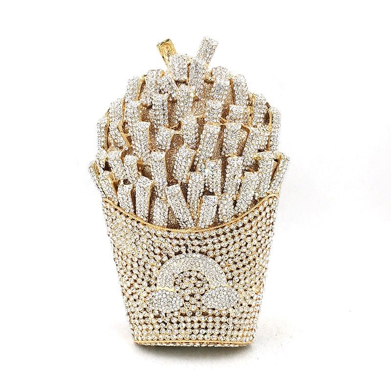 Luxury Rhinestone French Fries Evening Clutch bags WAAMII   