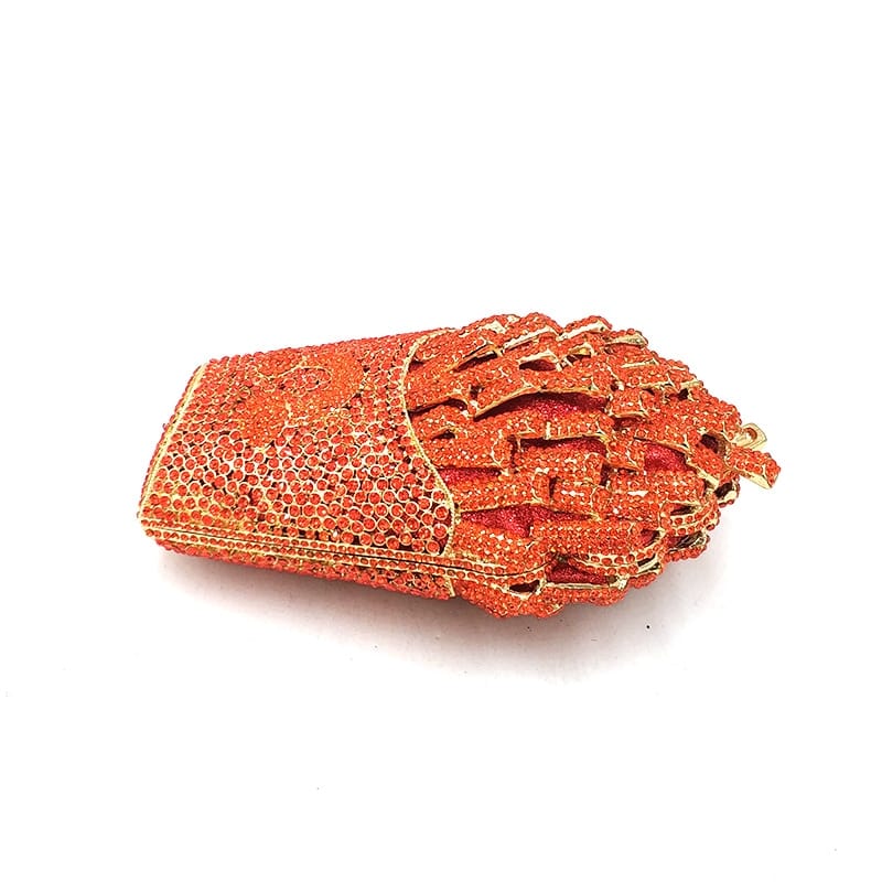 Luxury Rhinestone French Fries Evening Clutch bags WAAMII   