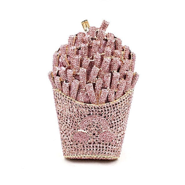 Luxury Rhinestone French Fries Evening Clutch bags WAAMII Color 12 pink  