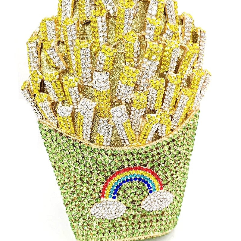 Luxury Rhinestone French Fries Evening Clutch bags WAAMII   