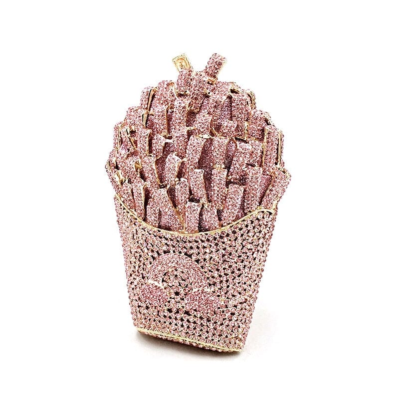 Luxury Rhinestone French Fries Evening Clutch bags WAAMII   