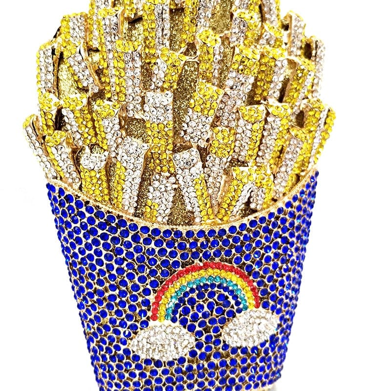 Luxury Rhinestone French Fries Evening Clutch bags WAAMII   