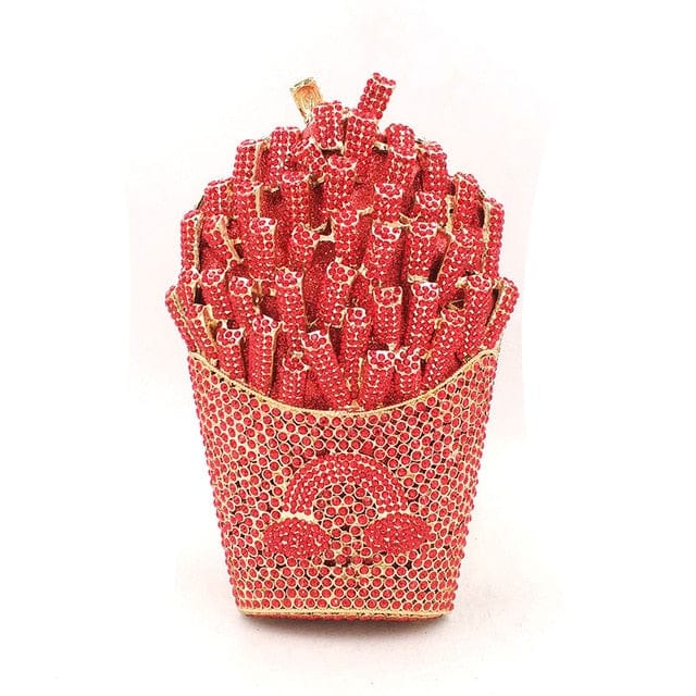 Luxury Rhinestone French Fries Evening Clutch bags WAAMII Color 3 red  