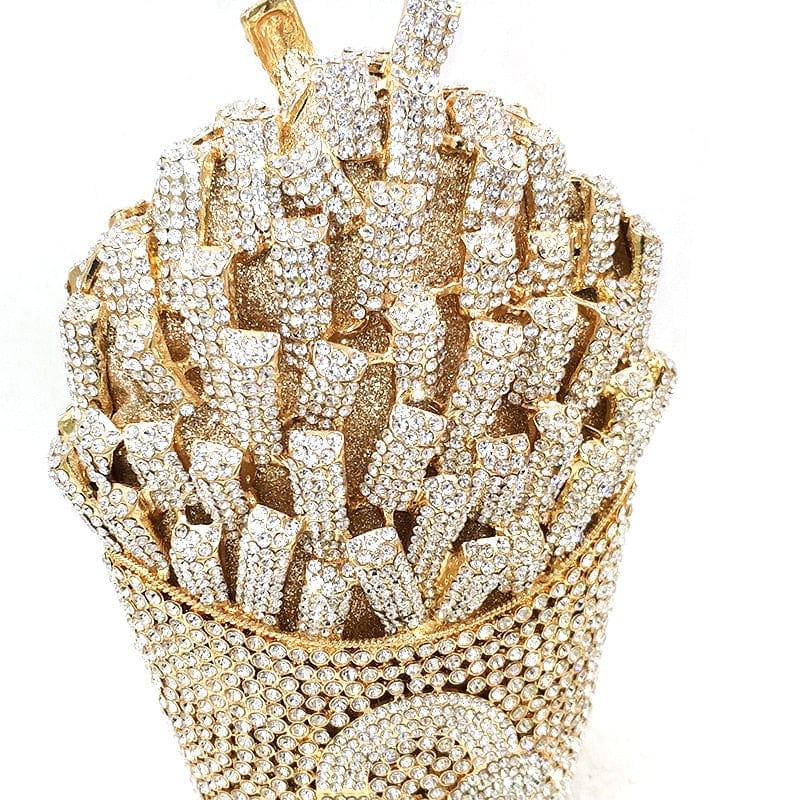 Luxury Rhinestone French Fries Evening Clutch bags WAAMII   