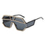 Luxury Rhinestone Geometric Patterns Oversized Sunglasses Accessories WAAMII black  