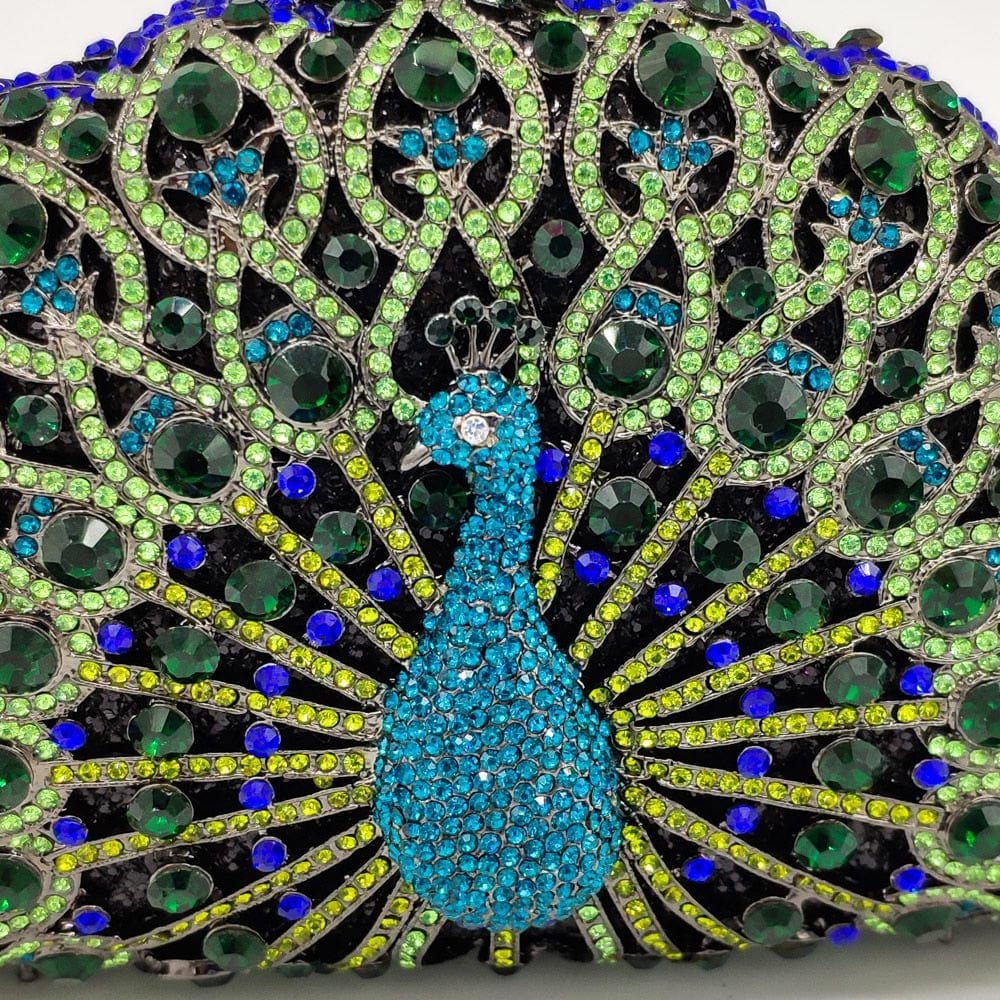 Luxury Rhinestone Peacock Clutch bags WAAMII   