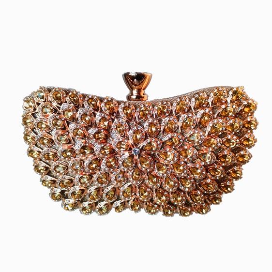 Metallic Blue Diamante Clutch - Gold - Luxury bags by WAAMII