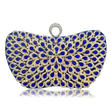 Metallic Blue Diamante Clutch - blue - Luxury bags by WAAMII