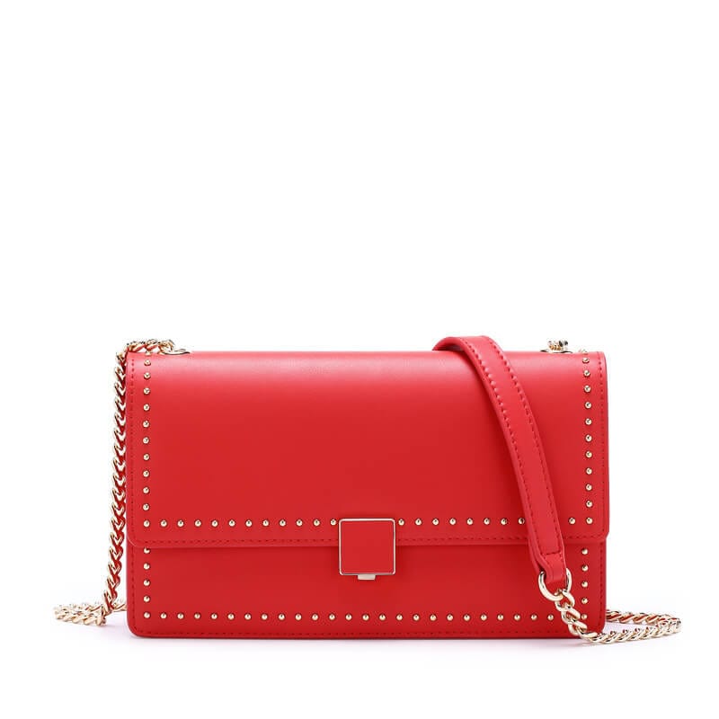 Mini Square Black Rivets Crossbody Bag bags WAAMII Red  